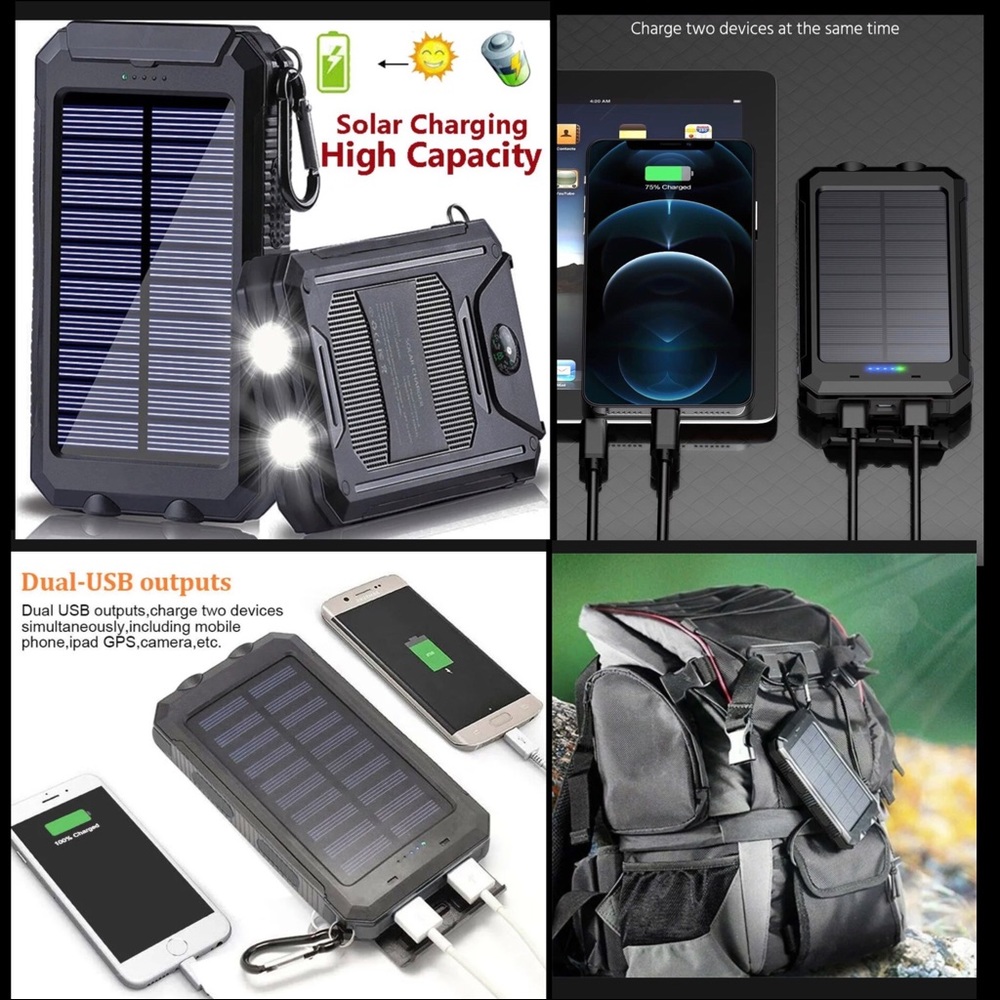 ⚡️☀️SOLAR Charger USB Portable Power Bank for Cell Phones,laptop with flashlight